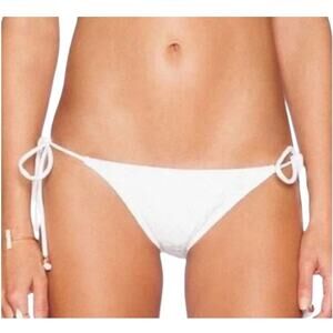 Eberjey Women's Ecru So Solid Sadie Side Tie String Bikini Bottom Size M